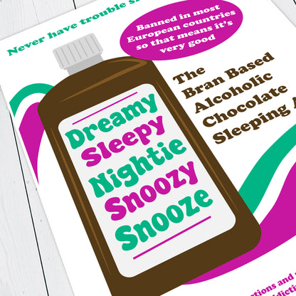 Dreamy Sleepy Nightie Snoozy Snooze Advert, Father Ted Print