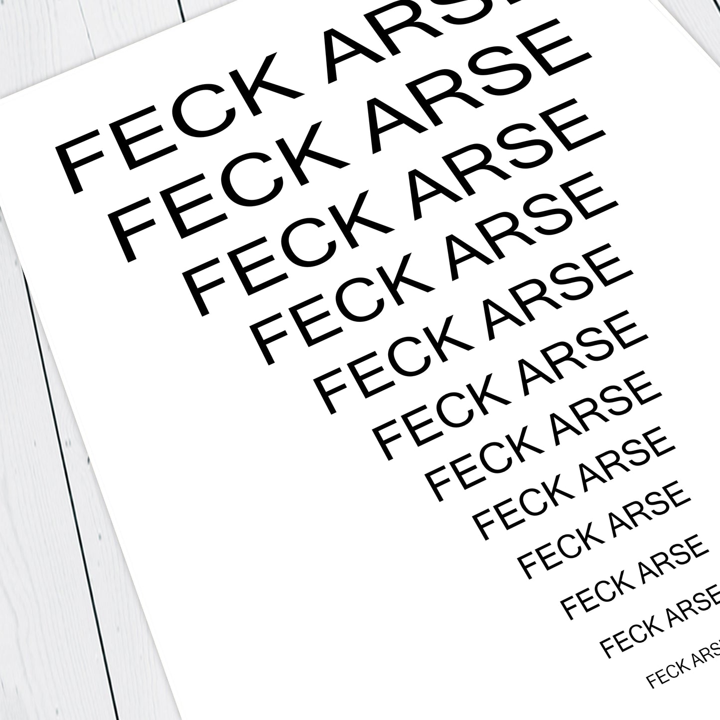Feck Arse Chart / Father Jack Opticians, Father Ted Print