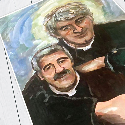 Father Stone Portrait Painting, Father Ted Print