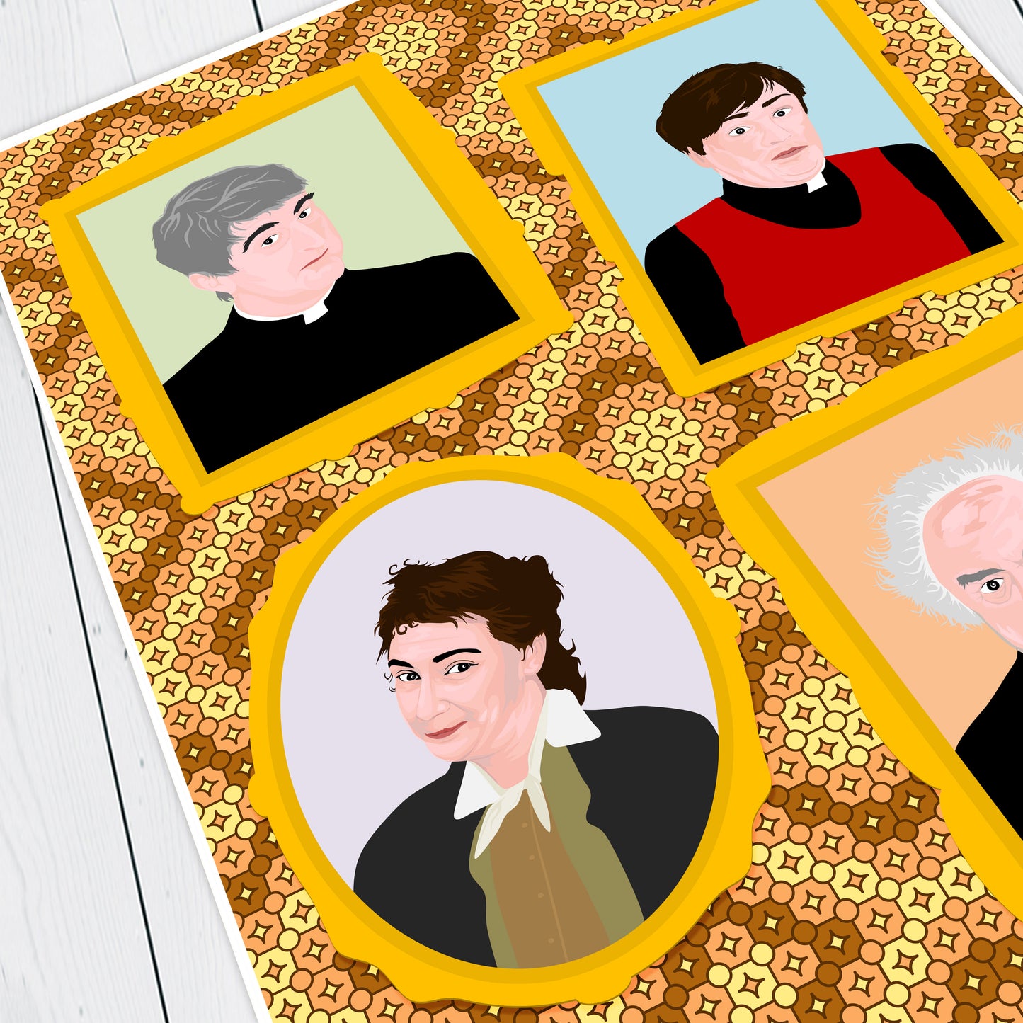 Father Ted Characters Portrait Wall Print, Father Ted Print