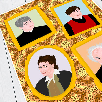 Father Ted Characters Portrait Wall Print, Father Ted Print
