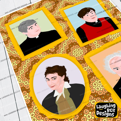 Father Ted Characters Portrait Wall Print, Father Ted Print