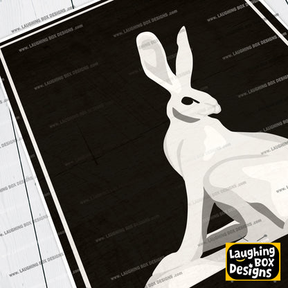 HARE STATUE, BLACK AND WHITE Inside Number Nine Print