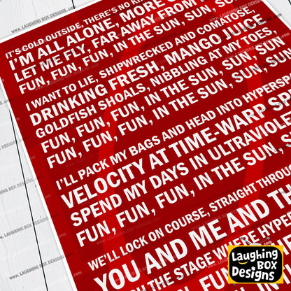 RED DWARF THEME TUNE / Song Lyrics, Red Dwarf Print