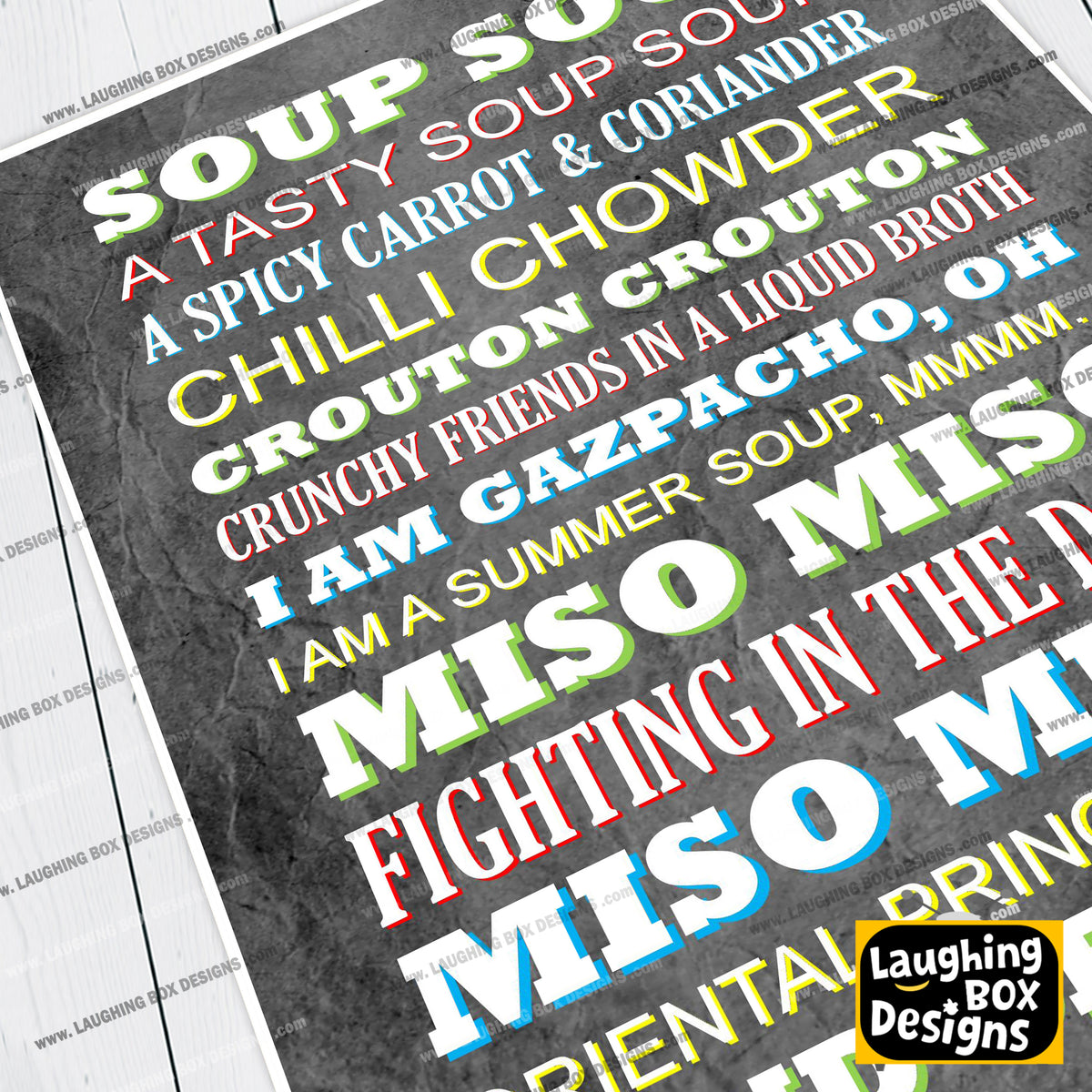 SOUP SOUP Crimp Lyrics, The Mighty Boosh Print (2 styles available)