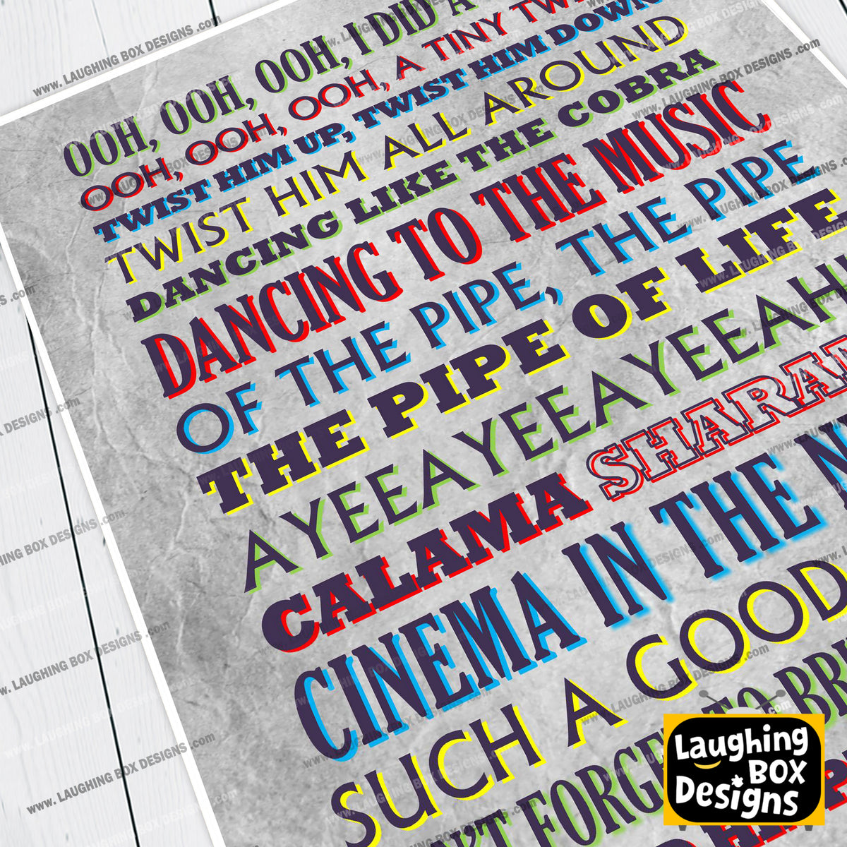 TWISTY Crimp Lyrics, The Mighty Boosh Print (2 styles available)
