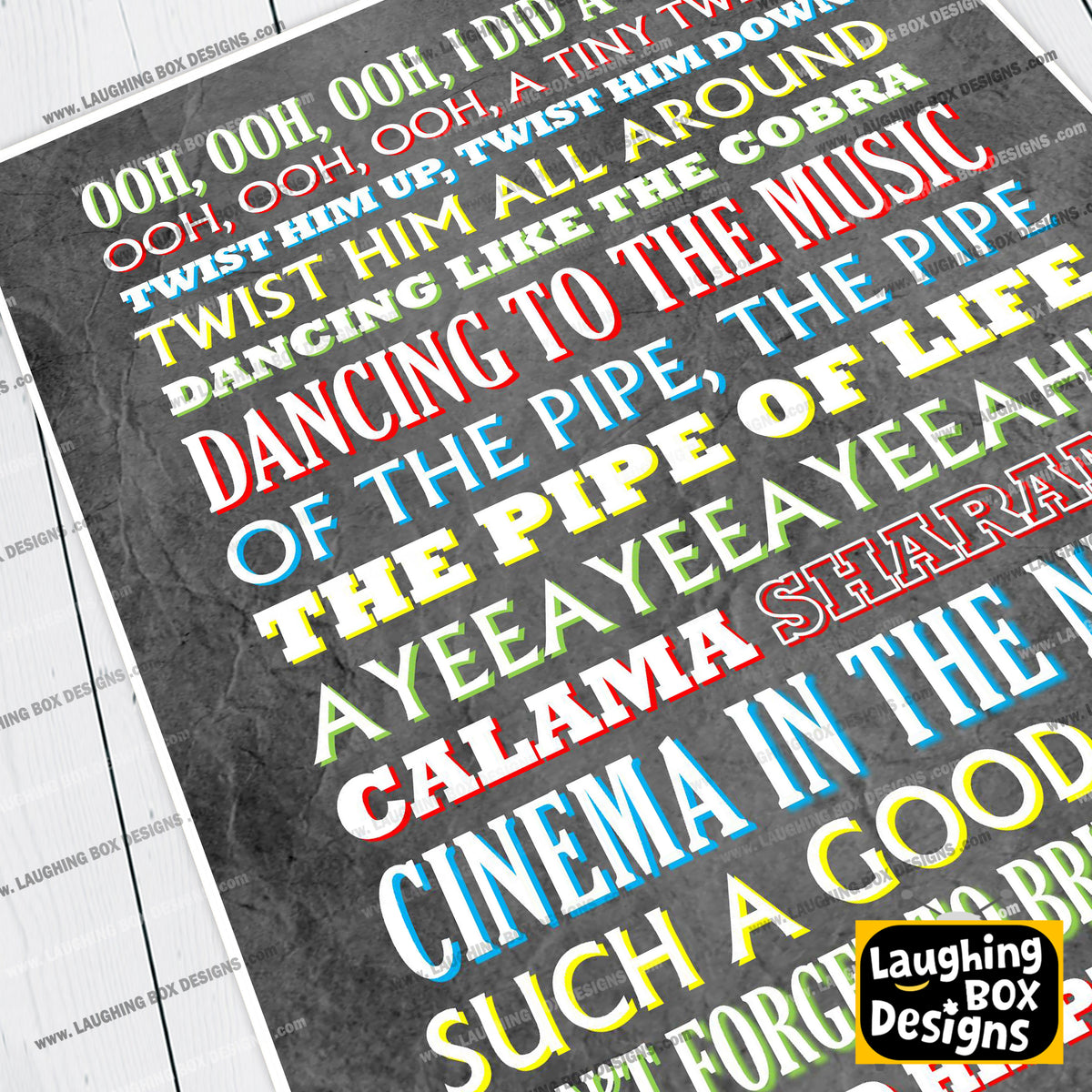 TWISTY Crimp Lyrics, The Mighty Boosh Print (2 styles available)