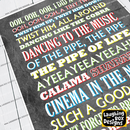 TWISTY Crimp Lyrics, The Mighty Boosh Print (2 styles available)
