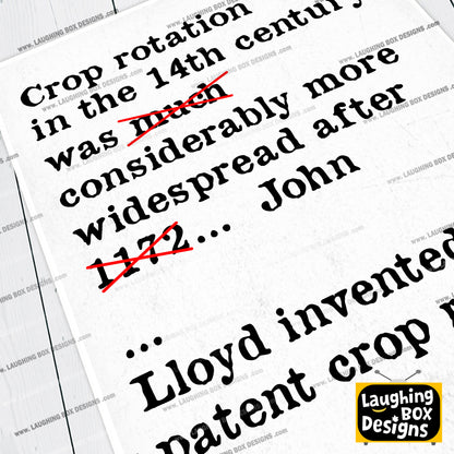 CROP ROTATION IN THE 14TH CENTURY, Bambi Episode Quote, The Young Ones Print