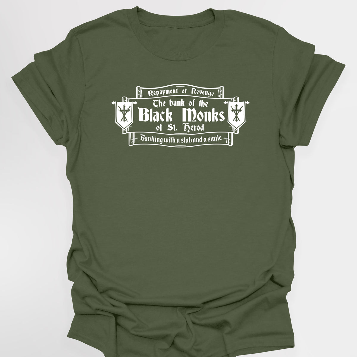 THE BANK OF THE BLACK MONKS OF ST HEROD - Blackadder T-Shirt