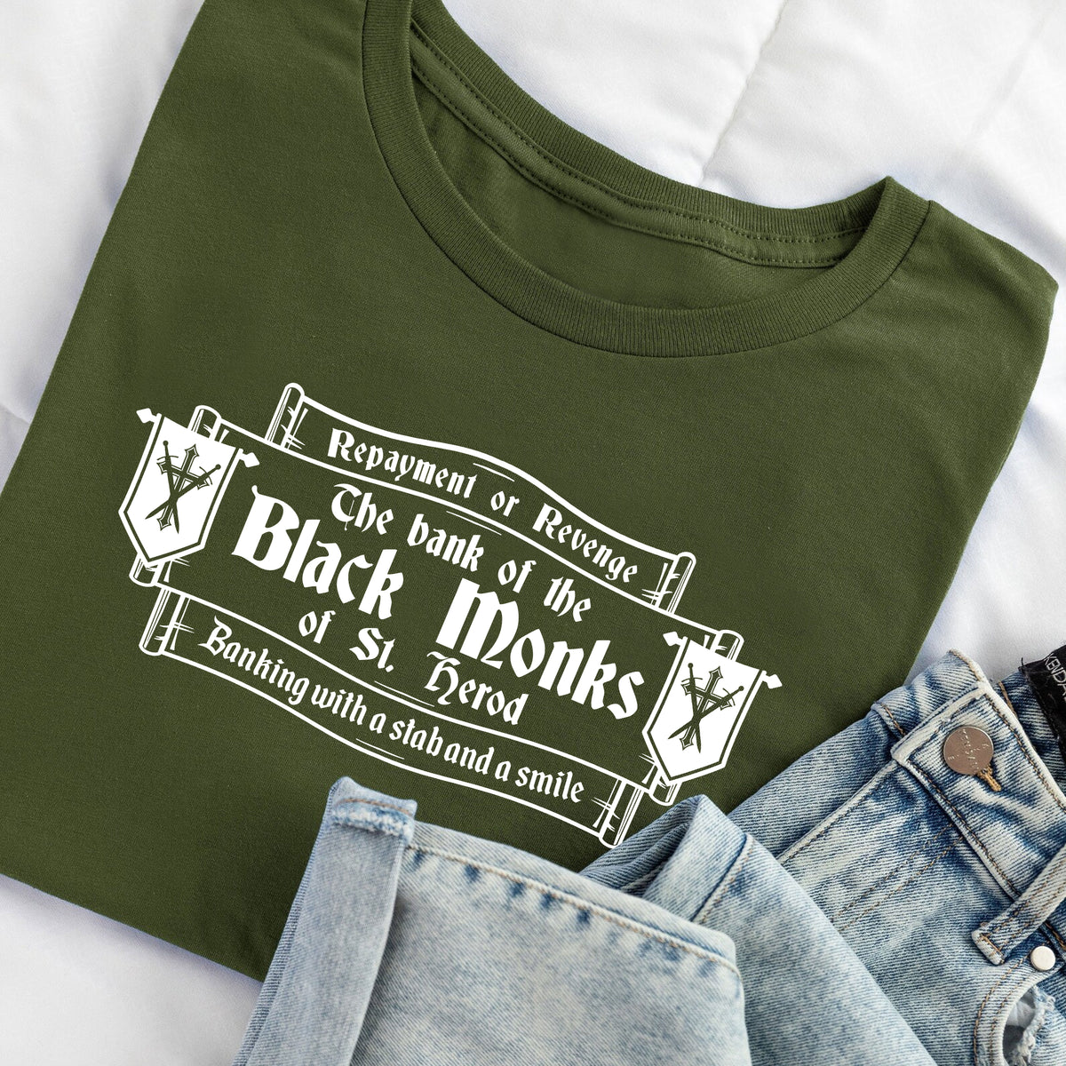 THE BANK OF THE BLACK MONKS OF ST HEROD - Blackadder T-Shirt
