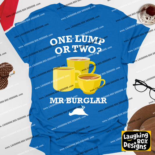 ONE LUMP OR TWO MR BURGLAR/ Three Yellow Cup - Bottom T-Shirt