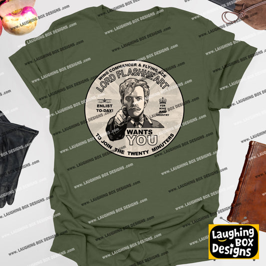 LORD FLASHHEART WANTS YOU / Join The Twenty Minuters- Blackadder T-Shirt
